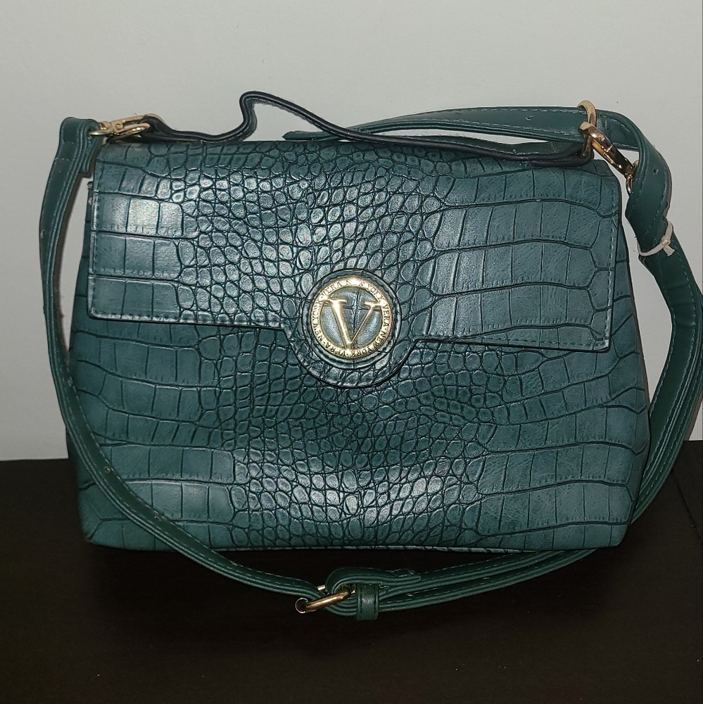 Vera New York "Leonore" Teal Crocodile Bag